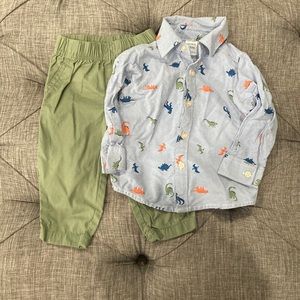 Baby Boy’s Button Down Dress Dinosaur Outfit 12 Month